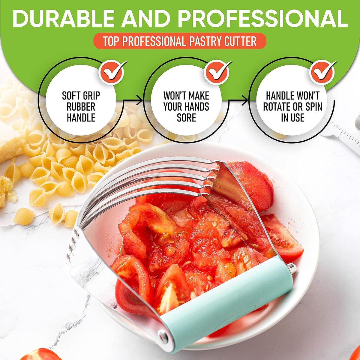 Spring Chef Large Dough Blender For Baking - Durable Pastry Blender - Black