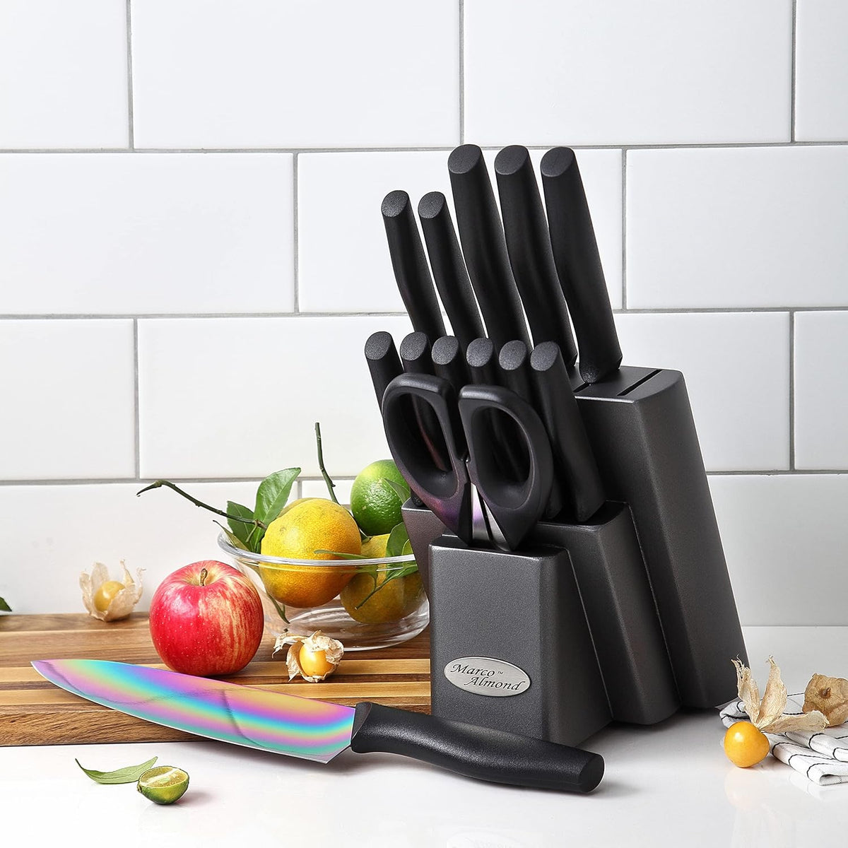 Marco Almond Kitchen Knife Set Chef Knife Set Black