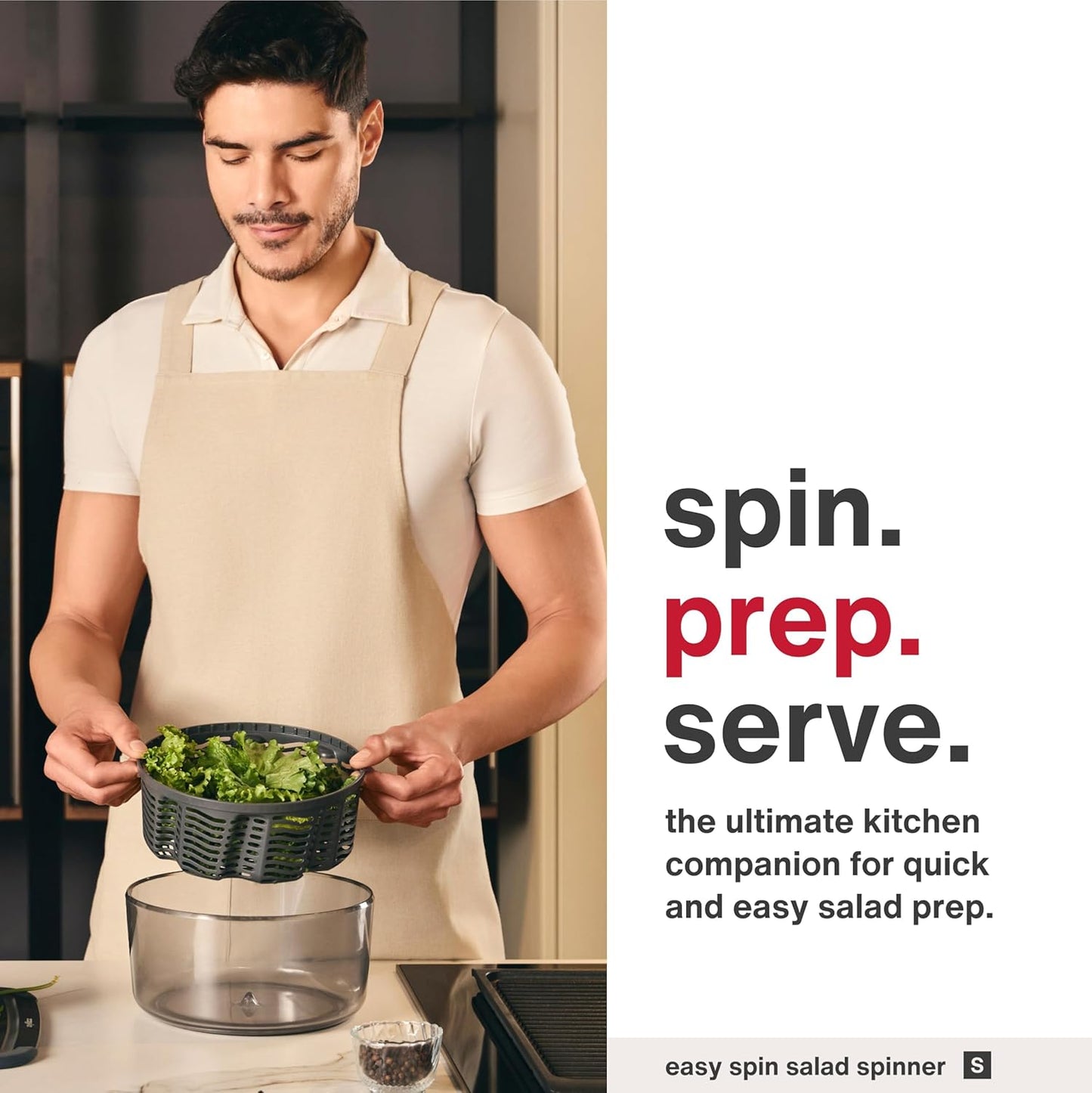 Zyliss Swift Dry Salad Spinner - Fruit Cleaner & Lettuce Spinner with Push Pump - Non-Slip Bowl - Dishwasher Safe - Large