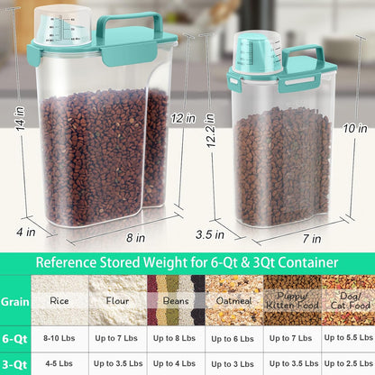 TBMax Pet Food Storage Containers 2 Pack 8-10 Lbs Airtight Dog Food Container Dispenser with Large Spout & Portable Handle, Travel Dog Treat Cat Food Storage Bin Bird Seed Container