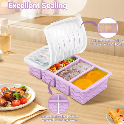 Doasuwish Silicone Freezer Molds for Soup with Lid – 1-Cup Soup Container Style Ice Cube Trays for Freezer, Meal Prep & Food Storage, Freeze 250mL/125mL Portions – 2 Pack