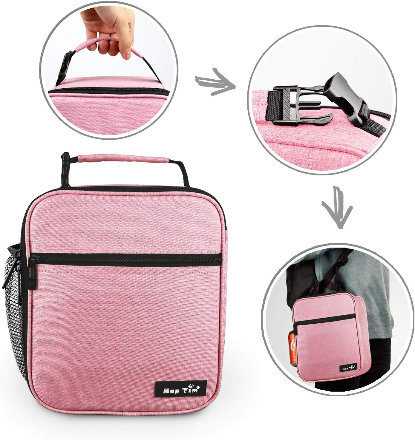 Hap Tim Kids Lunch Box for Girls Boys, Reusable Lunch Bag for Kids, Spacious Lunchbox, Insulated Lunchbag, Purple Unicorn(18654-PP)