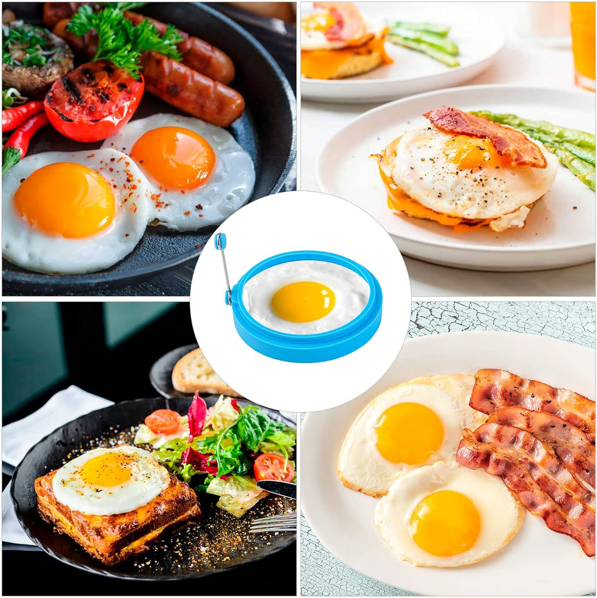 8 Pack Silicone Egg Rings for Griddle, 4-Inch Non-Stick Pancake Molds