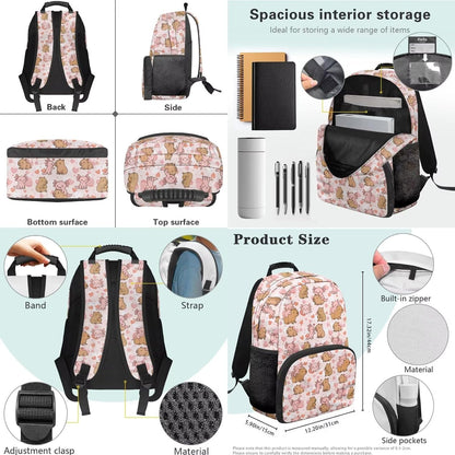 Highland Cow Backpack with Lunch Box Set for Kids Sunflower School Backpack for Girls Boys Back to School Bag Student Travel Backpacks Reusable Utensils Pen Case Water Bottle Bag 5PCS