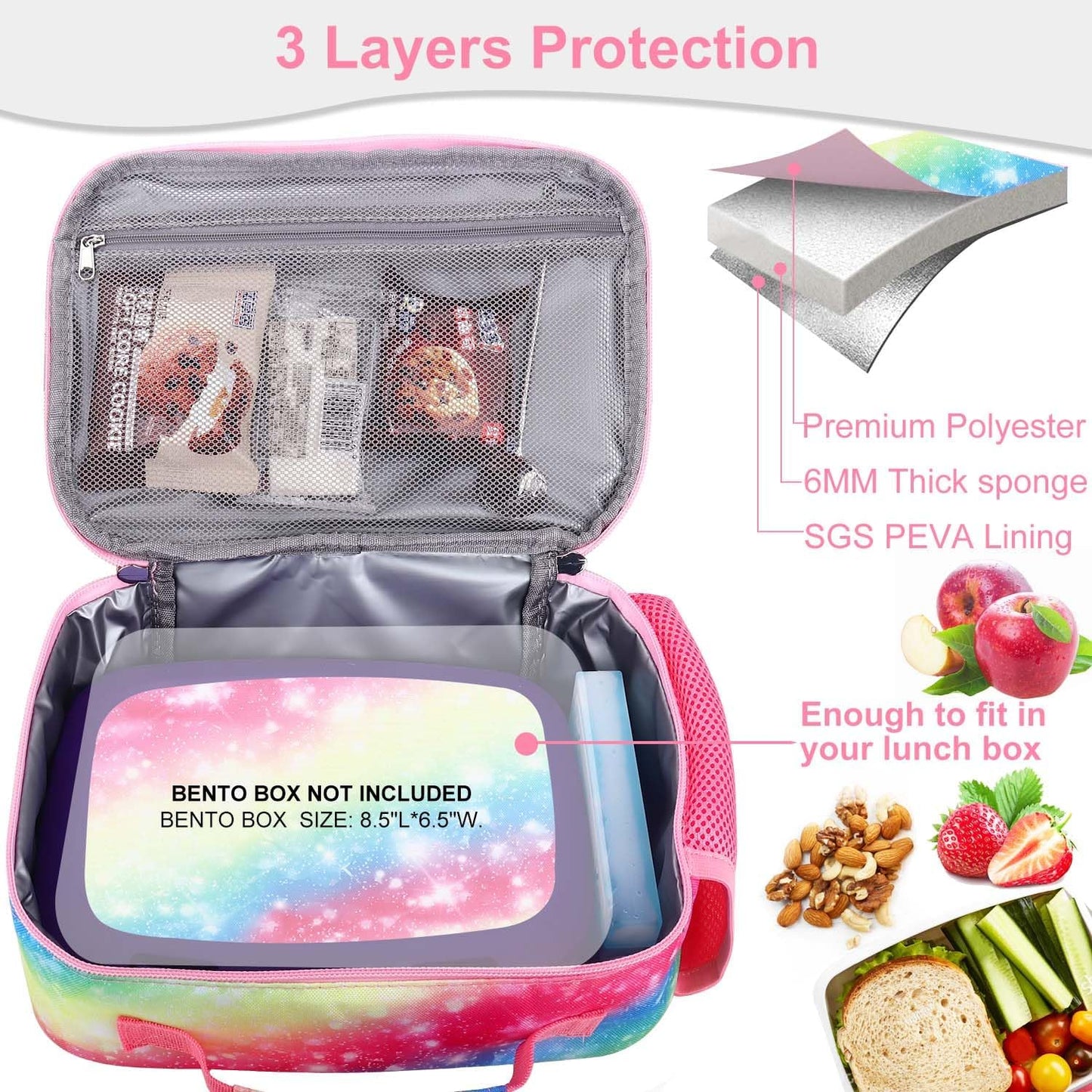 RHCPFOVR Kids Lunch Bag - Insulated Lunch Box for Boys Girls,Washable Lunch Bag and Reusable Toddler Leak-proof Lunchbox for School and Daycare - Colors A