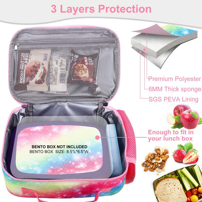 RHCPFOVR Kids Lunch Bag - Insulated Lunch Box for Boys Girls,Washable Lunch Bag and Reusable Toddler Leak-proof Lunchbox for School and Daycare - Colors A