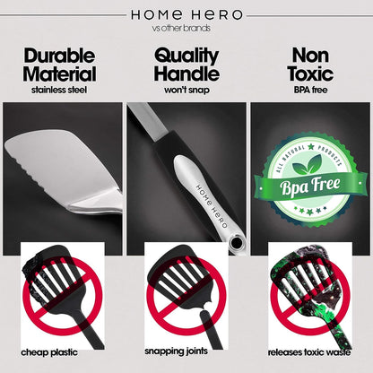 Home Hero Silicone Kitchen Utensils Set - Heat Resistant Non-Scratch Cooking Utensils - Ergonomic Silicone Spatula Set - Dishwasher Safe Kitchen Tools - 26 Piece, Stone