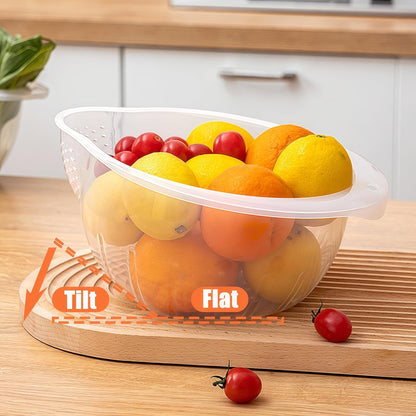 DOPMEP Rice Washer Strainer Bowl, Stainless Steel Colander with Side Drainers - Ideal for Soaking, Washing, Cleaning, and Rinsing Rice, Fruits, Vegetables & Beans, Versatile Kitchen Tool