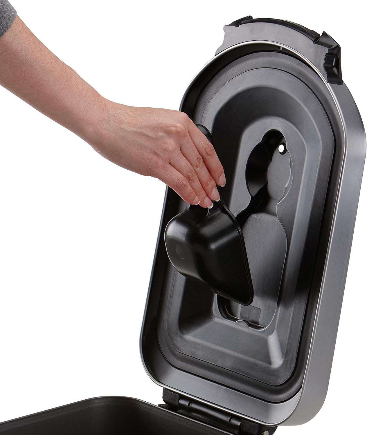 simplehuman 25 Liter, 27 lb / 12.2 kg Medium Pet Food Storage Container for Dog Food, Cat Food, and Bird Feed, Alloy Steel, Matte Black