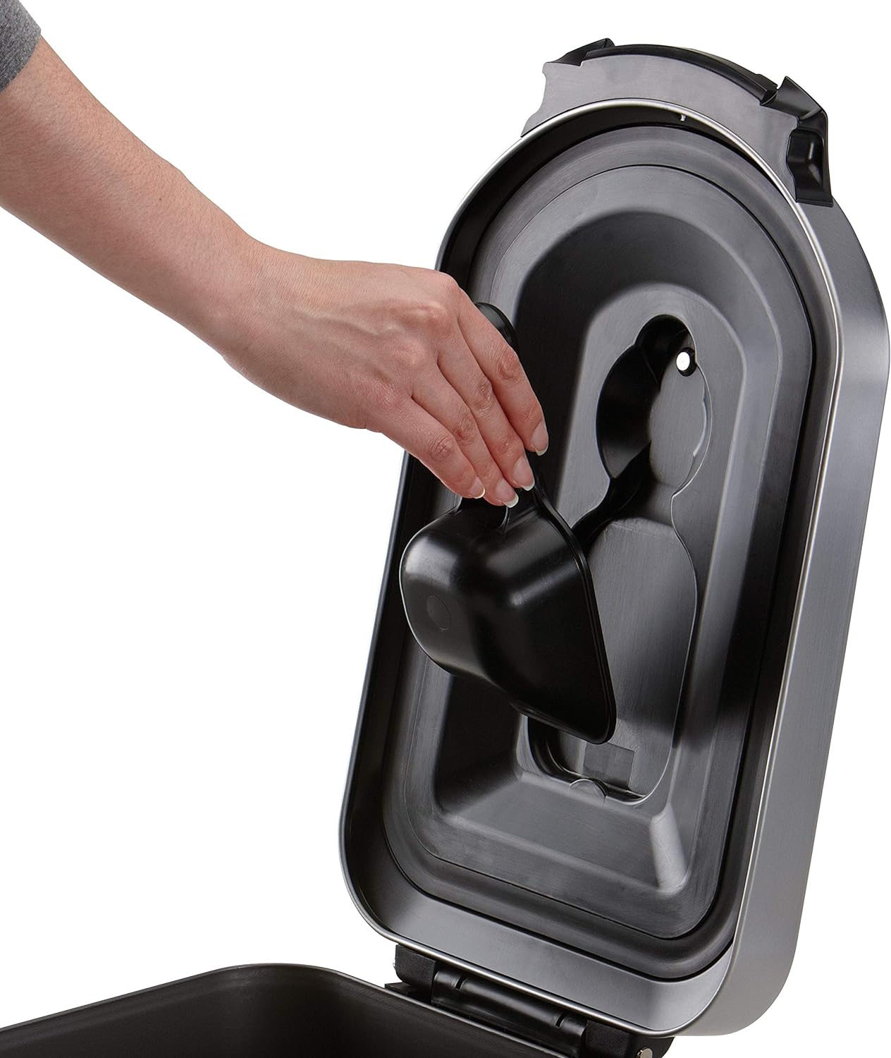 simplehuman 25 Liter, 27 lb / 12.2 kg Medium Pet Food Storage Container for Dog Food, Cat Food, and Bird Feed, Alloy Steel, Matte Black