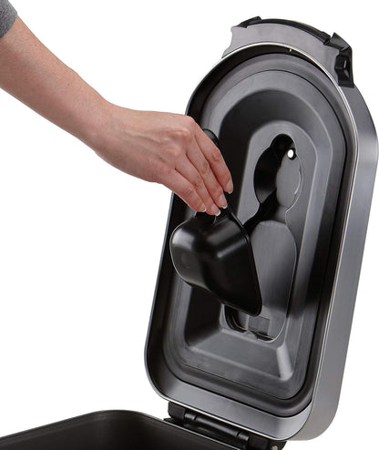 simplehuman 25 Liter, 27 lb / 12.2 kg Medium Pet Food Storage Container for Dog Food, Cat Food, and Bird Feed, Alloy Steel, Matte Black