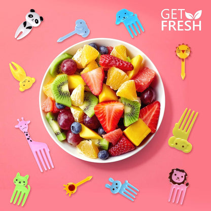 GET FRESH Animal Food Picks for Kids - 120 pcs Set Animal Bento Deco Set for Kids Lunch Box Decoration - Mini Bento Deco Children Toddler Toothpicks - Reusable Baby Shower Tothpicks Kids