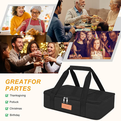 BBV Insulated Casserole Carrier for Hot or Cold Food, Food Warmer Bag Fits 9"x13" Baking Dish, Durable Nylon Leak Proof Food Containers for Travel, Potluck, Parties, Picnic, Cookouts (Beige)