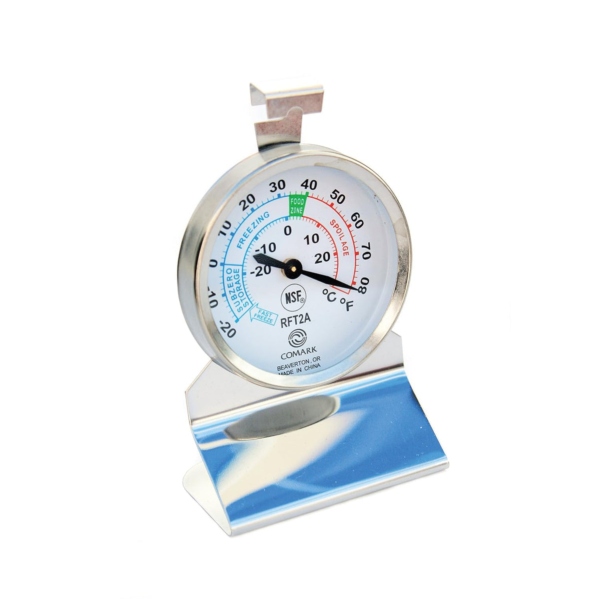 Comark RFT2AK Refrigerator/Freezer Thermometer Stainless Steel Construction, Grey