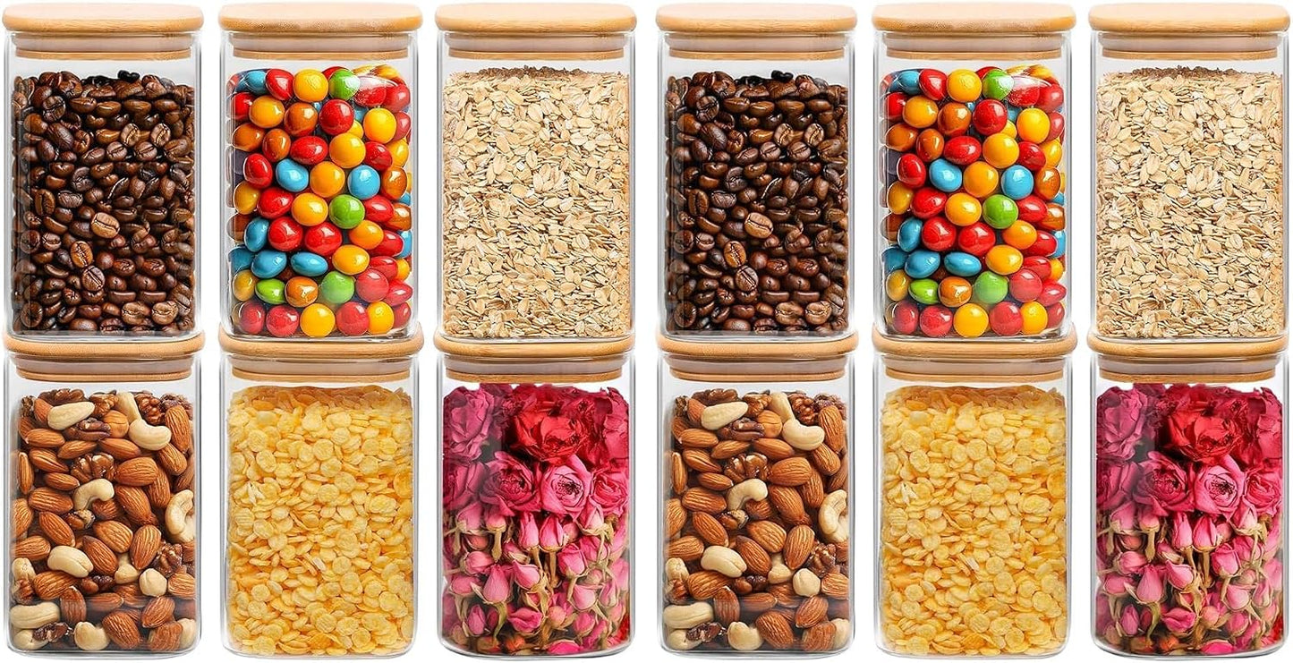 ComSaf 2Pcs Large Glass Storage Containers with Lids 4Qt, 1 Gallon Wide Mouth Flour Sugar Storage Containers, Large Capacity and Sealed for Rice, Cereal, Oat, Easy Clean and Scoop, Pantry Organization