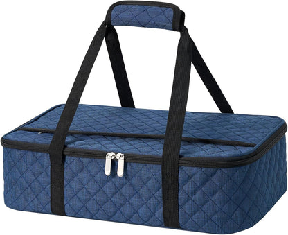 Insulated Casserole Carrier Portable Food Tote for Hot or Cold – Fits 9"x13" Baking Dish, Lasagna Holder for Parties, Picnic, Travel, Beach - Black