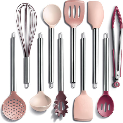 COOK WITH COLOR Silicone Cooking Utensils, Kitchen Utensil Set, Easy to Clean Silicone Kitchen Utensils, Cooking Utensils for Nonstick Cookware, Kitchen Gadgets Set, 38 Piece, Mint