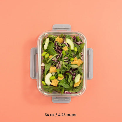 JoyJolt Glass Food Storage Containers with Lids. 5 Pack Glass Meal Prep Containers Reusable 35oz Single Compartment Airtight Container Set. Lunch Containers for Adults and Kitchen Storage Containers