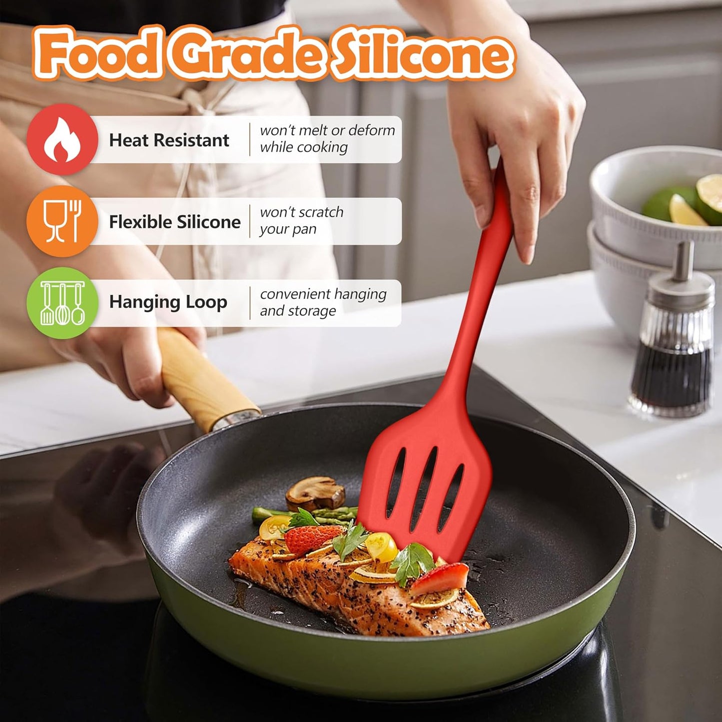 LIANYU 14 Pcs Silicone Kitchen Utensils Set with Holder, 446°F Heat Resistant Silicone Cooking Kitchen Utensils Spatula Set, Non-Stick & Dishwasher Safe Cooking Tools, Comfort Grip Handle, Black
