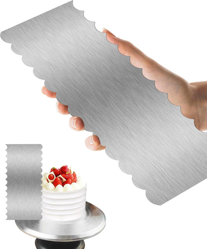 8.6 Inch Metal Cake Scraper Smoother, Edge Side Jagged Comb for Cream