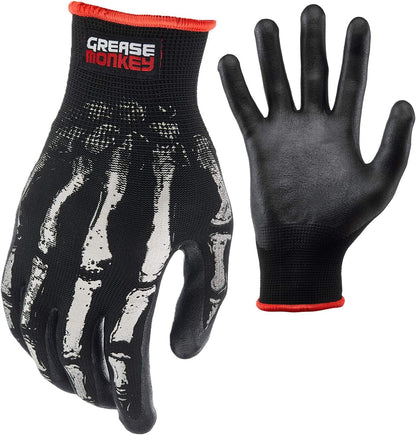 Grease Monkey Bone Series Foam Nitrile Mechanic Gloves with Grip