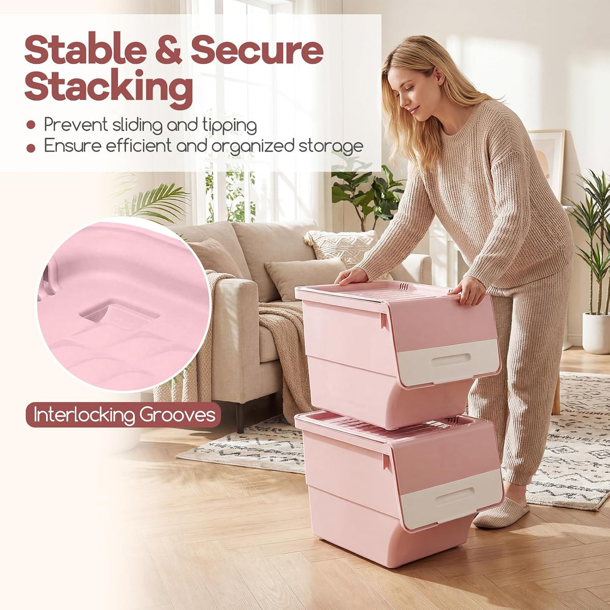 Giantex Plastic Stackable Storage Bins with Lids & Wheels, 3 Pack Open Front Stacking Bins, Organizer Bins for Pantry, Kitchen, Laundry, Closet, Playroom, Bedroom Organization (12.5 QT)