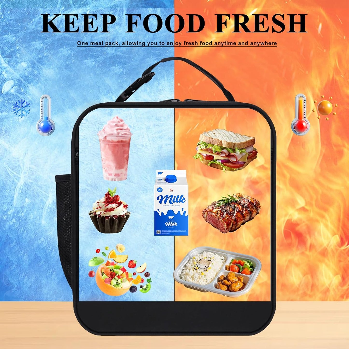 Lunch Box for Women Girls Adult Teens Kids Lunch Bag School Work Picnic Meal Food Container Carrier Purse Cooler,Insulated Lunch Tote with Handheld Shoulder Strap Water Bottle Holder Purple A
