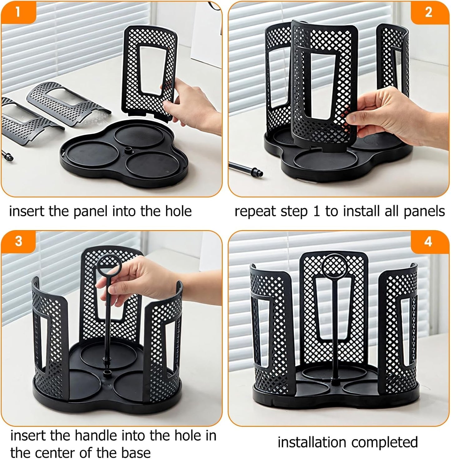 Rotating Coffee Cup Holder, Cup Dispenser with 4 Compartments, Plastic Cups Lid Organizer for Countertop, Coffee Station, Home, Office (white)
