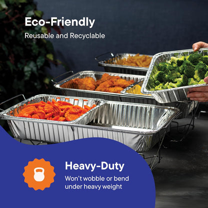 Aluminum Pans 9x13 Disposable Aluminum Foil Pans with Lids [10-Sets] Large Baking Pan Trays - Heavy Duty Tin Tray & Lid - Half Size Chafing Dishes for Roasting, Cooking, Heating or Steam