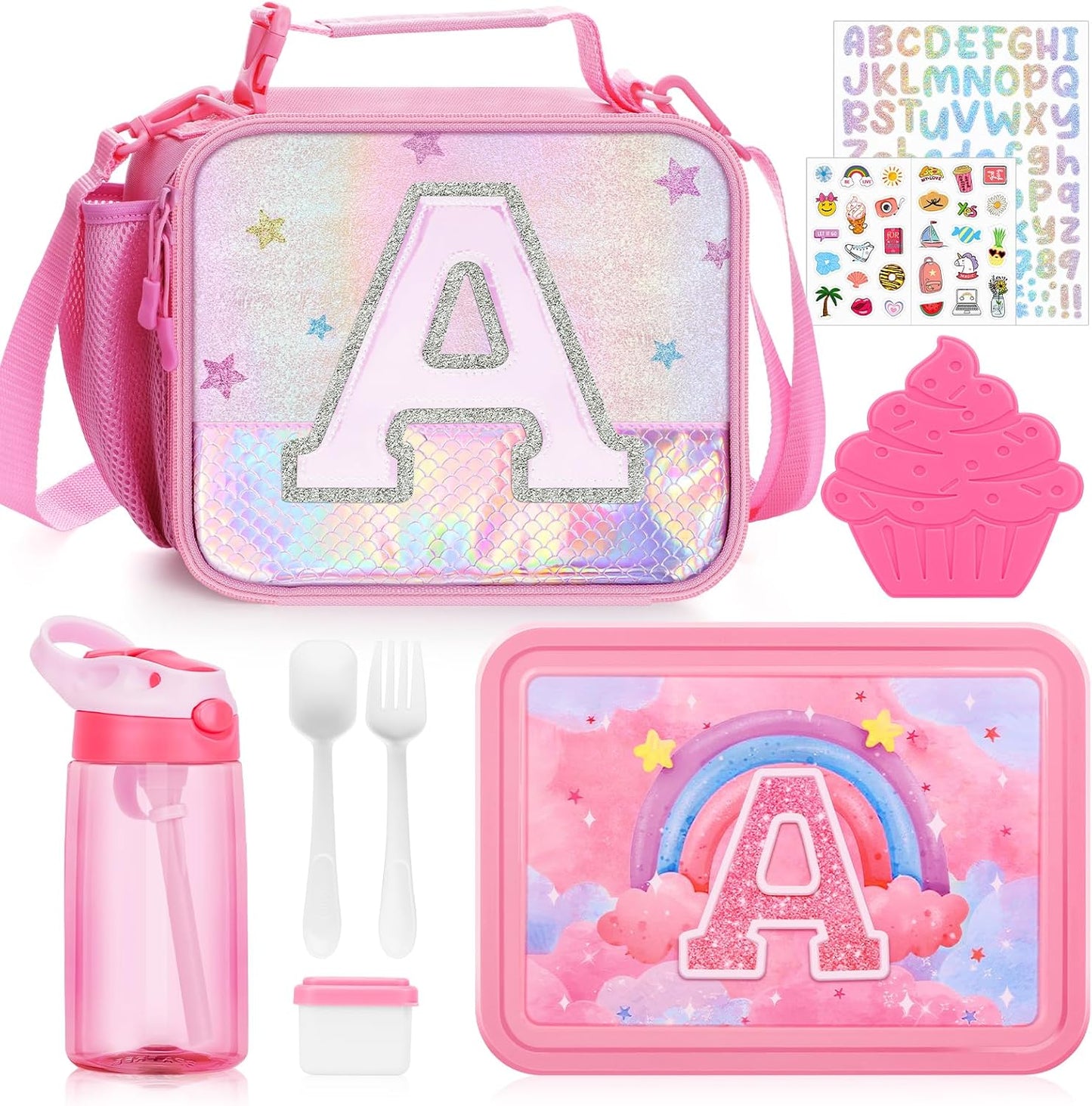 JYPS Lunch Box for Girls-Insulated Lunch Bag,Kids Bento Box with 6 Compartment,Water Bottle,Ice Pack,Salad Container,Perfect Lunch Container for Kids and Toddlers Back to School Age 7-15(Purple M)
