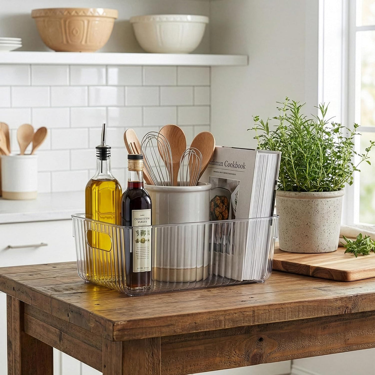BINO | Plastic Storage Bins, X-Large | THE GATSBY COLLECTION | Clear Storage Bins for Organization | Pantry Organizers | Kitchen Organizer | Fridge & Freezer Organizer | Cabinet Plastic Containers