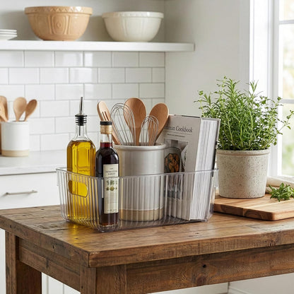 BINO | Plastic Storage Bins, X-Large | THE GATSBY COLLECTION | Clear Storage Bins for Organization | Pantry Organizers | Kitchen Organizer | Fridge & Freezer Organizer | Cabinet Plastic Containers