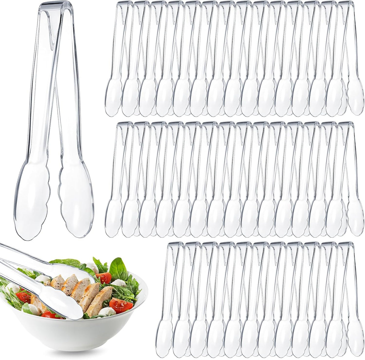 Plastic Tongs, 9 Inch Disposable Serving Tongs,Black