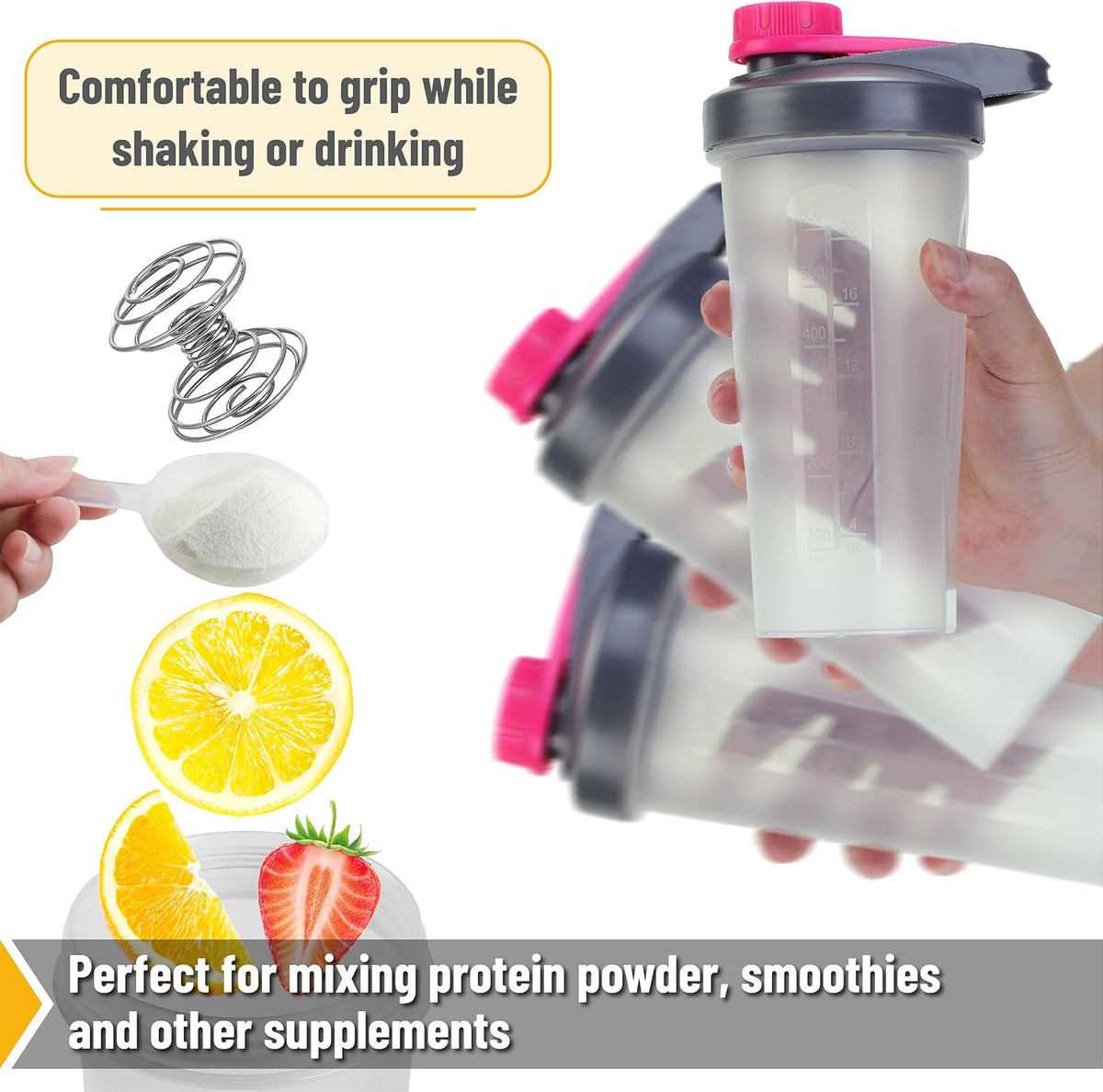 Mr. Pen- Shaker Bottles for Protein Mixes with Twist Cap, 28 oz