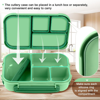 Amathley Lunch Box Kids,Bento Box Adult,Leakproof Lunch Containers for Adults/Kids/Toddler,1200ML-4 Compartments bento Lunch box with Utensil,Microwave & Dishwasher & Freezer Safe (Pink Berry)