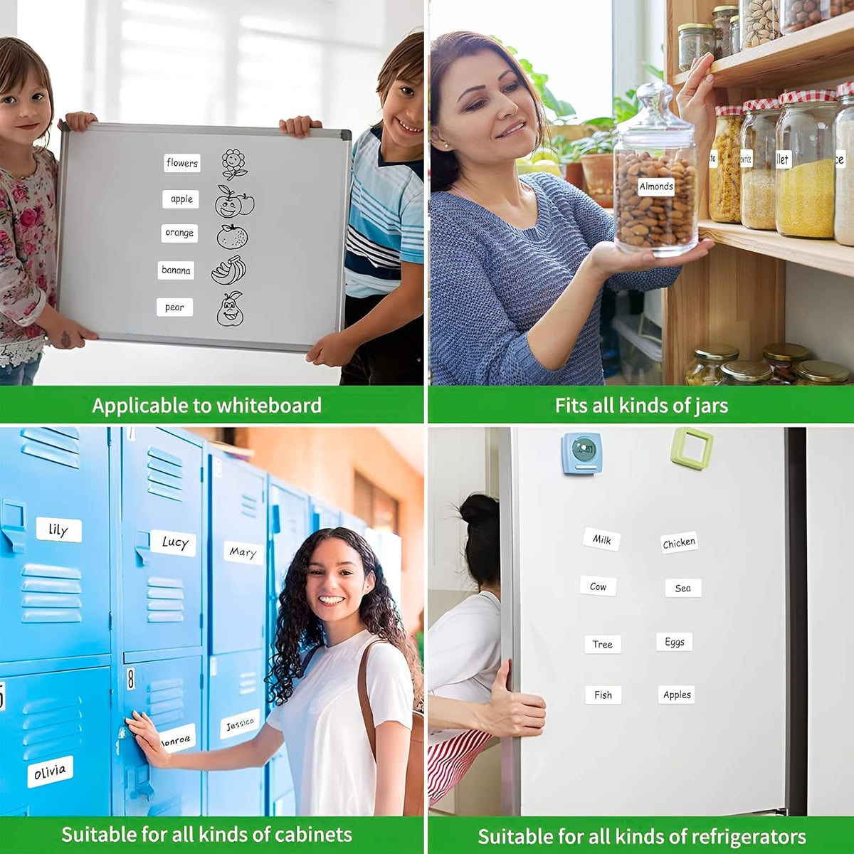 SVNOOC Multi-Use Removable Dry Erase Labels Stickers, White, Reusable Sticky Notes for Kitchen Office School All Purpose Use(1.25 * 3.5 inches White)