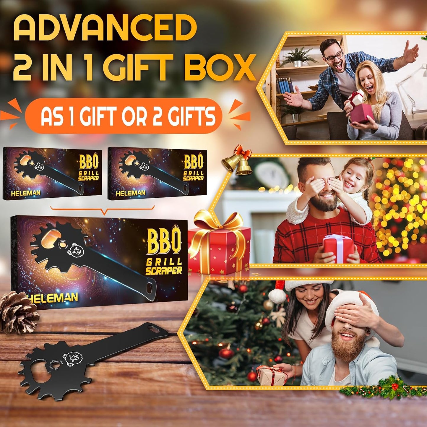 Grilling Gifts for Men Stocking Stuffers BBQ Grill Scraper: Women Gifts for Christmas Grill Accessories Cleaner Scraper Cool Stuff Gadgets for Teens Adults Husband Dad Birthday Gifts Kitchen Gadgets