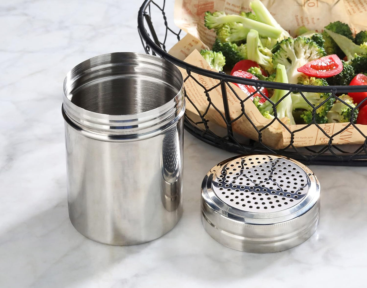 New Star Foodservice Stainless Steel Dredge Shaker, 10-Ounce, Set of 2
