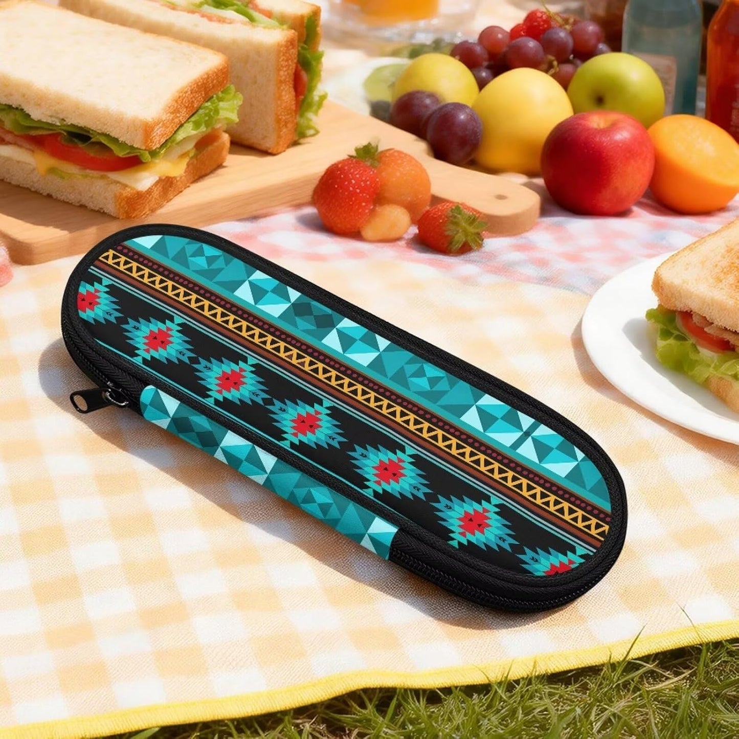 Travel Cutlery Set with Case for Kids Portable Utensil Case Reusable Silverware Pouch for School Travel Lunch Capybara Flower