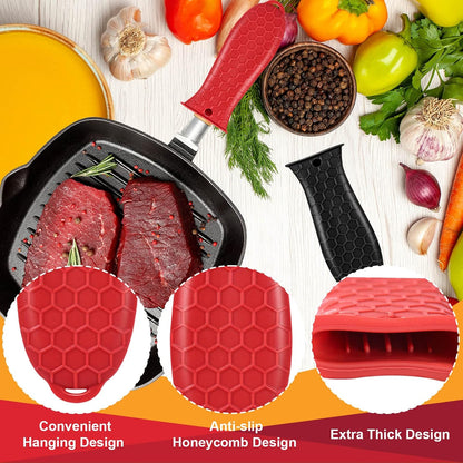 10Pcs Cast Iron Handle Cover, Silicone Pot Holders