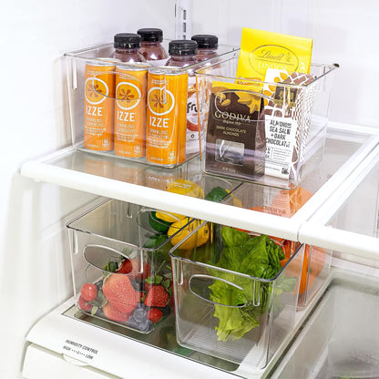 Sorbus Large Clear Plastic Storage Bins for Shelves, Clothes, with Handle - Clear Storage Bins, Drawer, Shelf, Closet, Pantry, Fridge, Freezer Organizer Bins, Closet Organizers and Storage (4 pack)