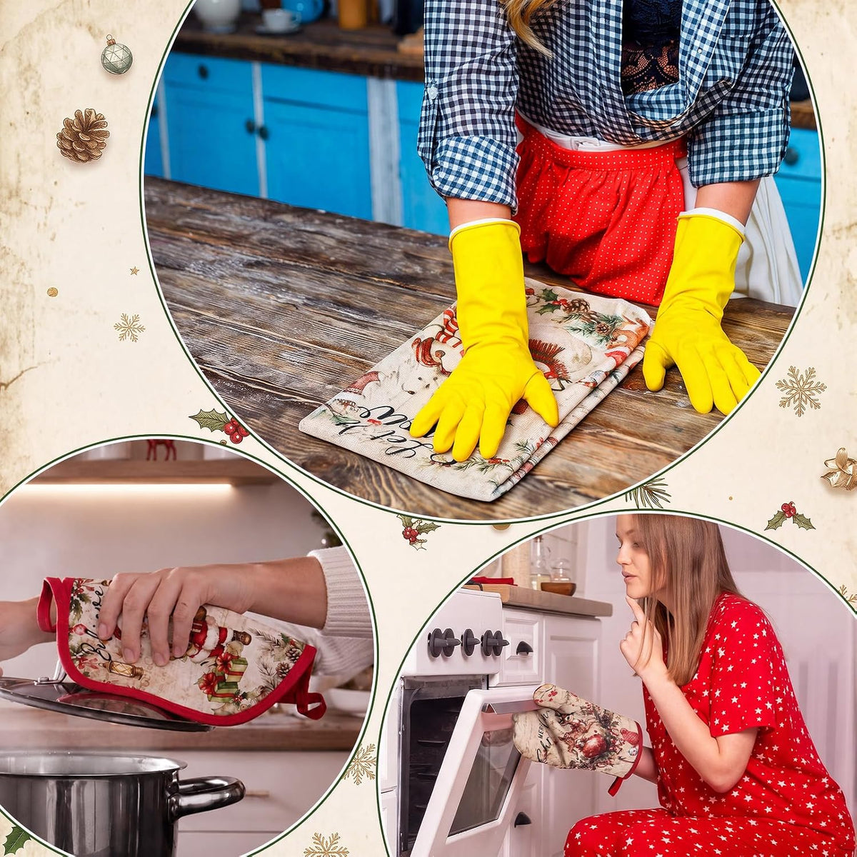 SiliFine 12 Pcs Fall Pumpkin Kitchen Towels Oven Mitts Pot Holders Set