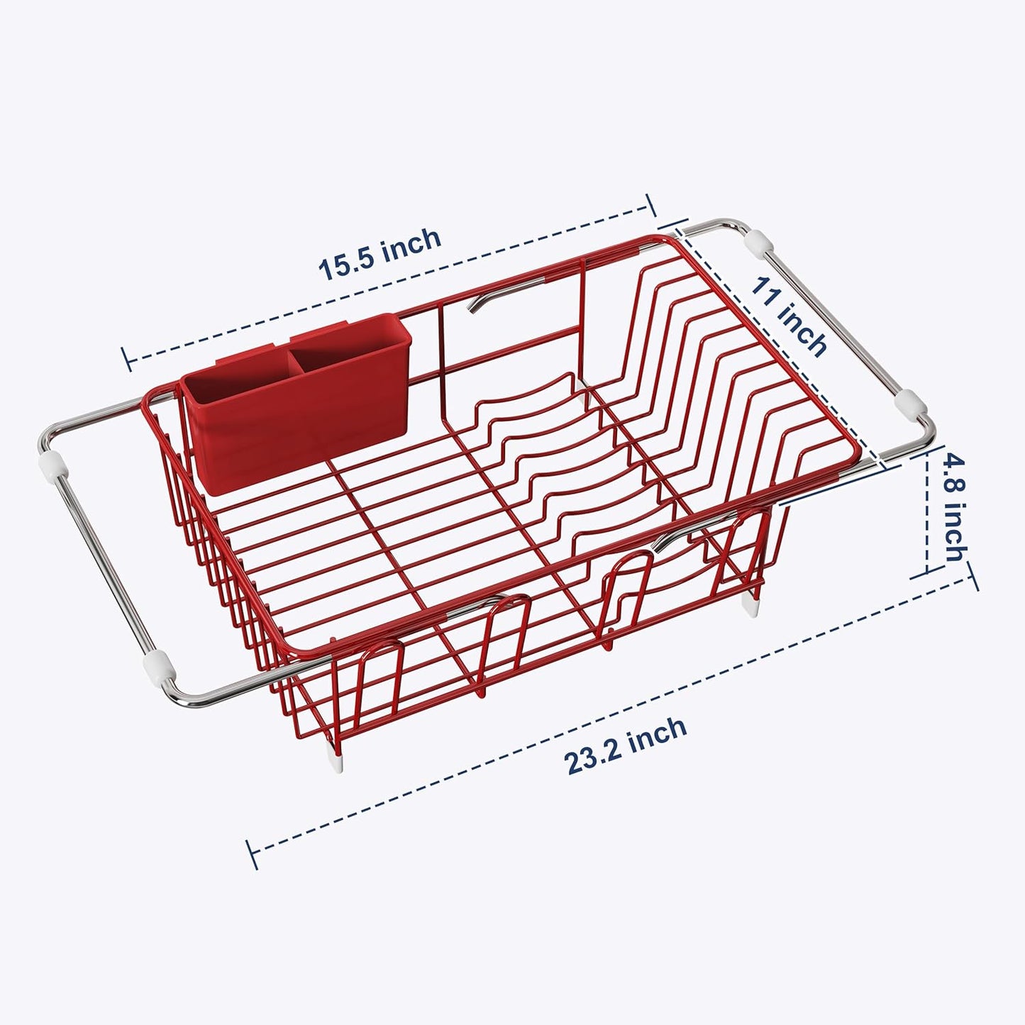 JASIWAY Dish Drying Rack in Sink, Expandable Stainless Steel Dish Drainers for Kitchen Counter, Dish Dryer Rack for Inside Sink, Over The Sink Dish Racks with Utensil Holder, Silver
