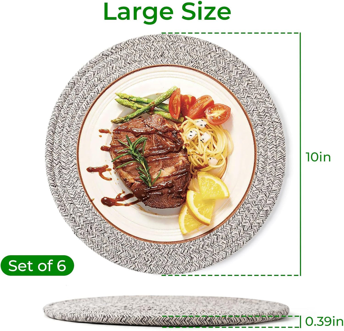 Large Trivets for Hot Dishes, Pots and Pans, Hot Pads 10 Inches 6 Pcs, Pot Holders for Kitchen, Heat Resistant Mats Protect Countertops, Kitchen Essentials Farmhouse Decor (Mix Brown)