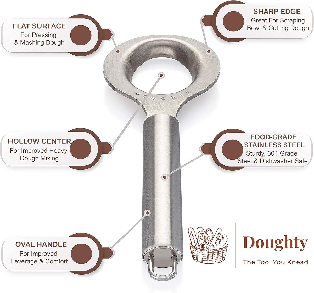 Doughty Stainless Steel Dough Whisk, Danish Dough Whisk Alternative