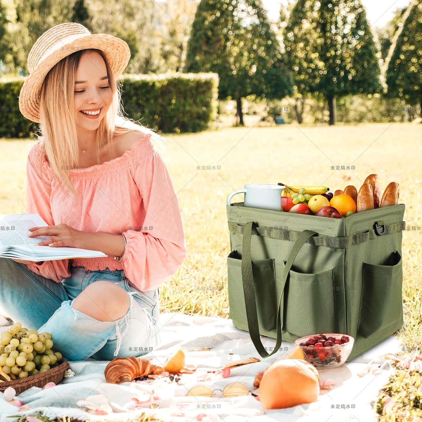 Car Trunk Organizer Multifunctional Storage Toolbox Carry Griddle,Large Grill Utensils Accessory Grilling Tools Basket Carrying Caddy Tool Tote Bag Storage Box Camp Cooking bbq Outdoor(Black)
