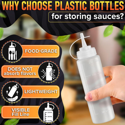 HYQO Small Squeeze Bottles for Sauces, 4 Oz Plastic with Cuttable Tip