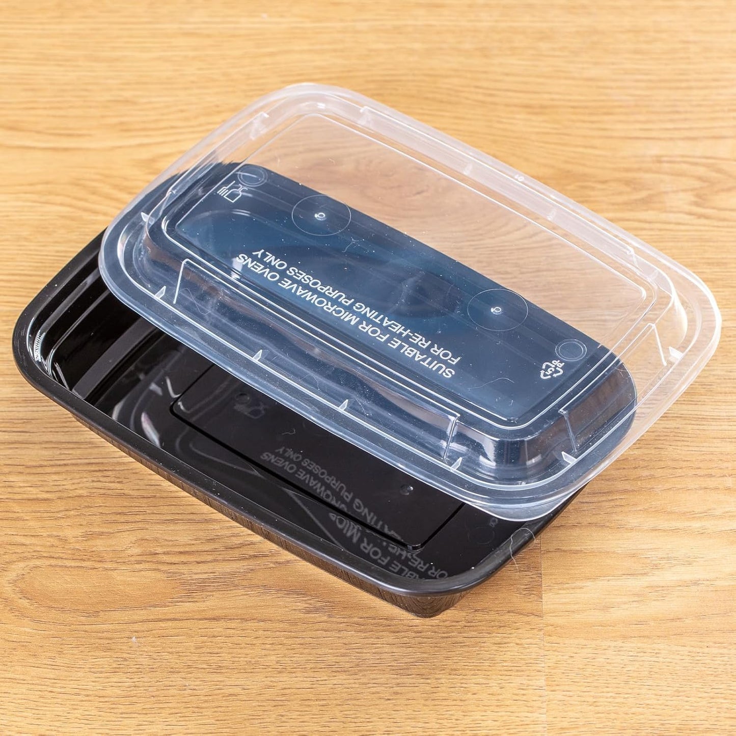30oz Meal Prep Containers Bulk 50-Pack - 2-Compartment with Lids, Leakproof, Microwave/Freezer/Dishwasher Safe - Commercial Food Storage, Black