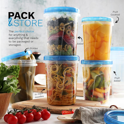 Tafura 10 Pack Leakproof Freezer Containers for Food with Twist Top Lids - 32 Oz BPA Free Reusable Plastic Soup Containers with Screw On Lids - Ideal for Meal Prep, Leftovers & Pantry Organization