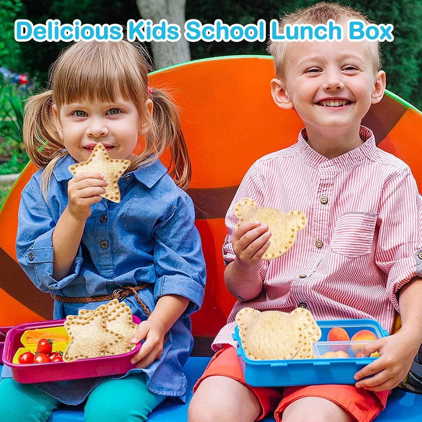 32PCS Sandwich Cutter and Sealer Set Sandwich Cutter for Kids, Vegetable Fruit Cutter Shapes with Food Picks for Kids School Lunch Bento Box Accessories Cookie Cutters